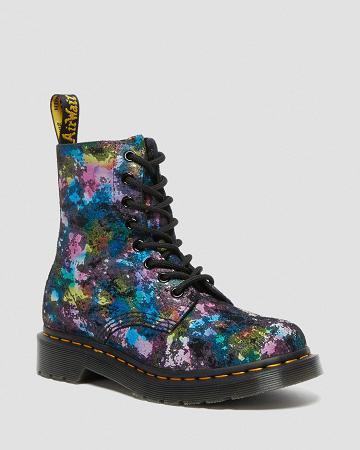 Black Women's Dr Martens 1460 Pascal Confetti Suede Lace Up Boots | CA 182DFM